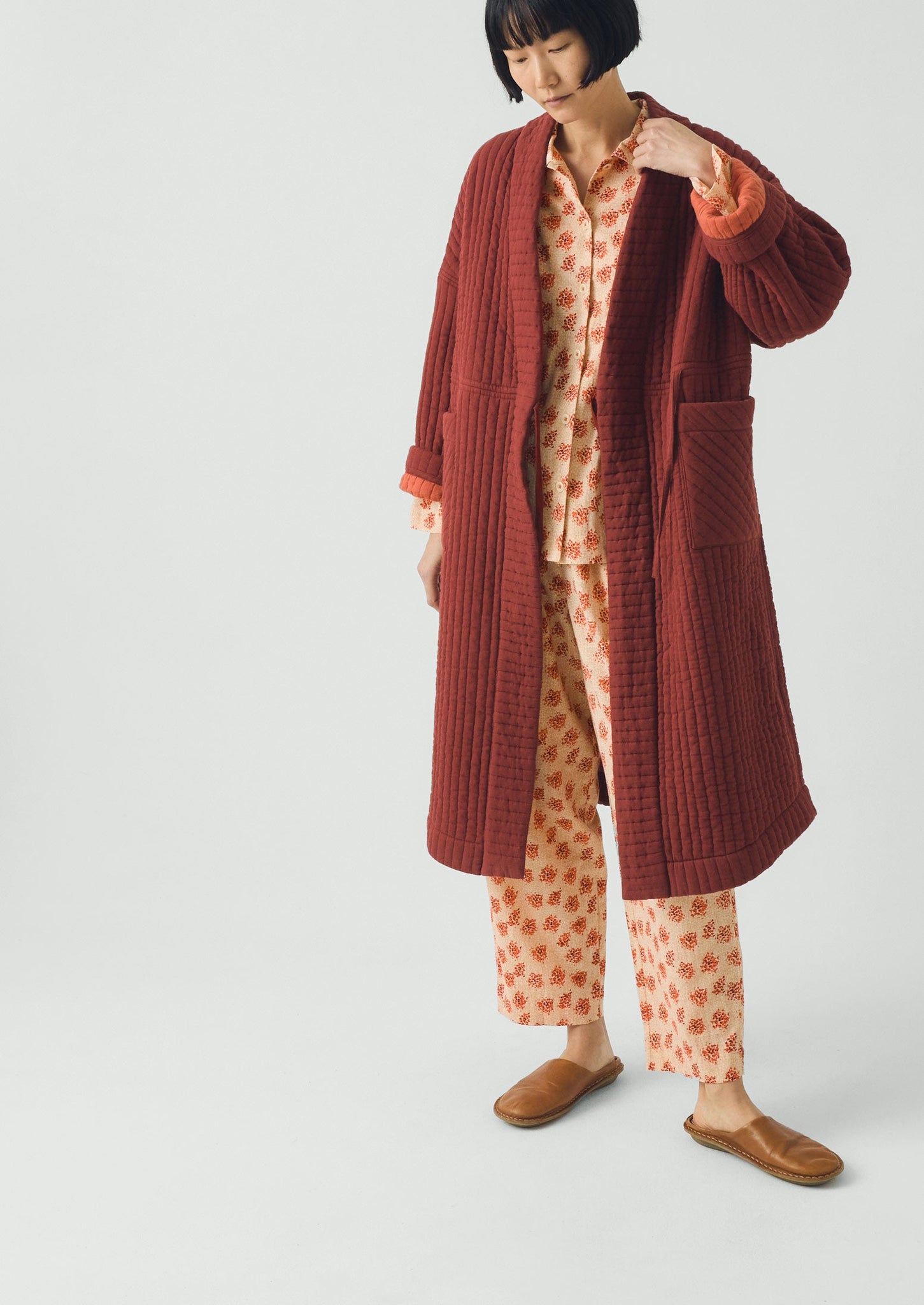 Bloom Print Cotton Pajamas | Sand/Multi