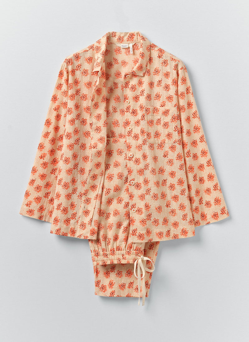 Bloom Print Cotton Pajamas | Sand/Multi