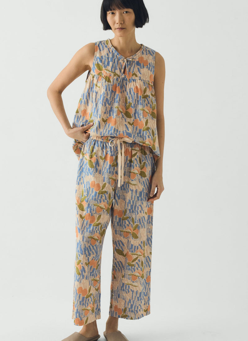 Picnic Print Cotton Pajamas | Ecru/Multi