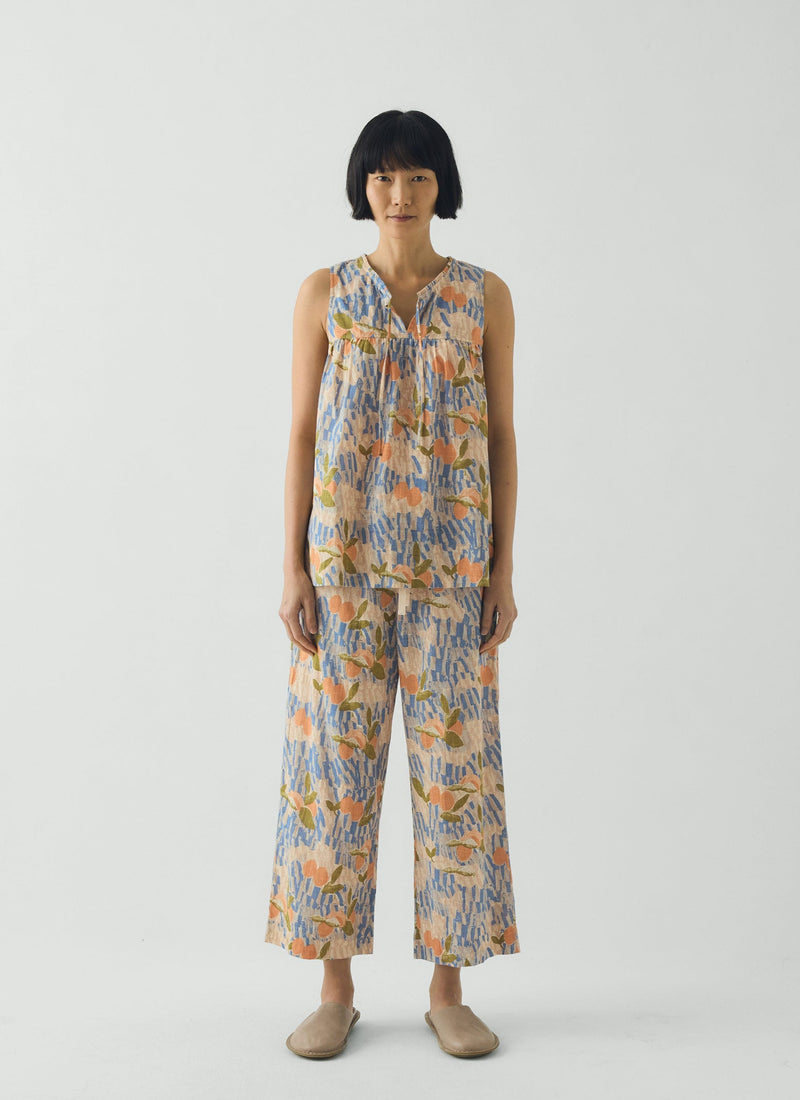 Picnic Print Cotton Pajamas | Ecru/Multi