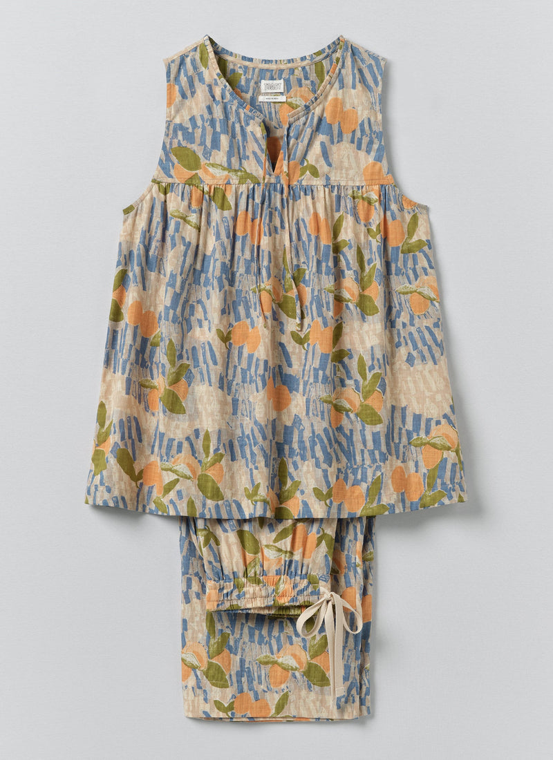 Picnic Print Cotton Pajamas | Ecru/Multi