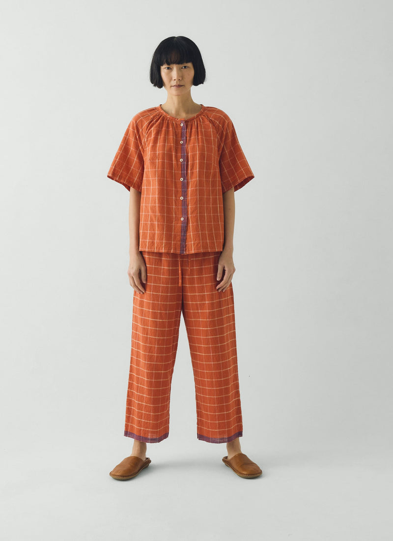 Bistrot Check Cotton Pajamas | Papaya