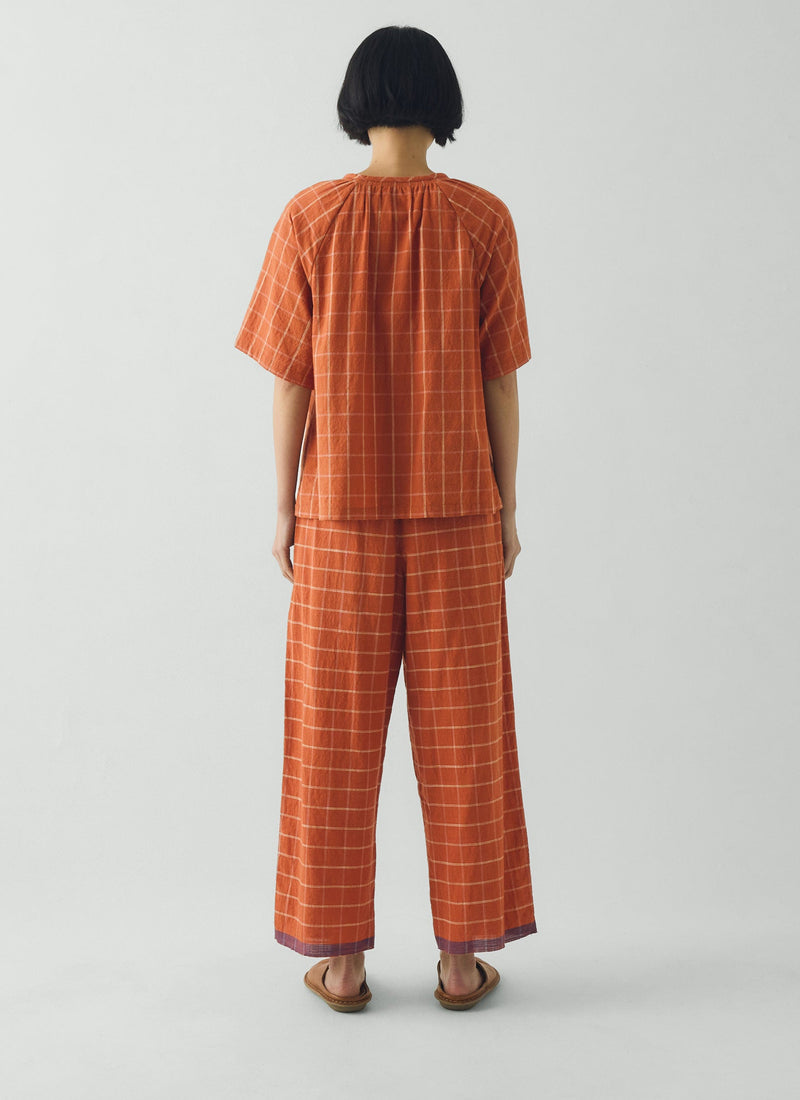 Bistrot Check Cotton Pajamas | Papaya