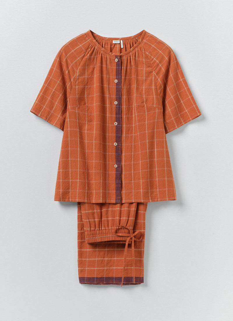Bistrot Check Cotton Pajamas | Papaya