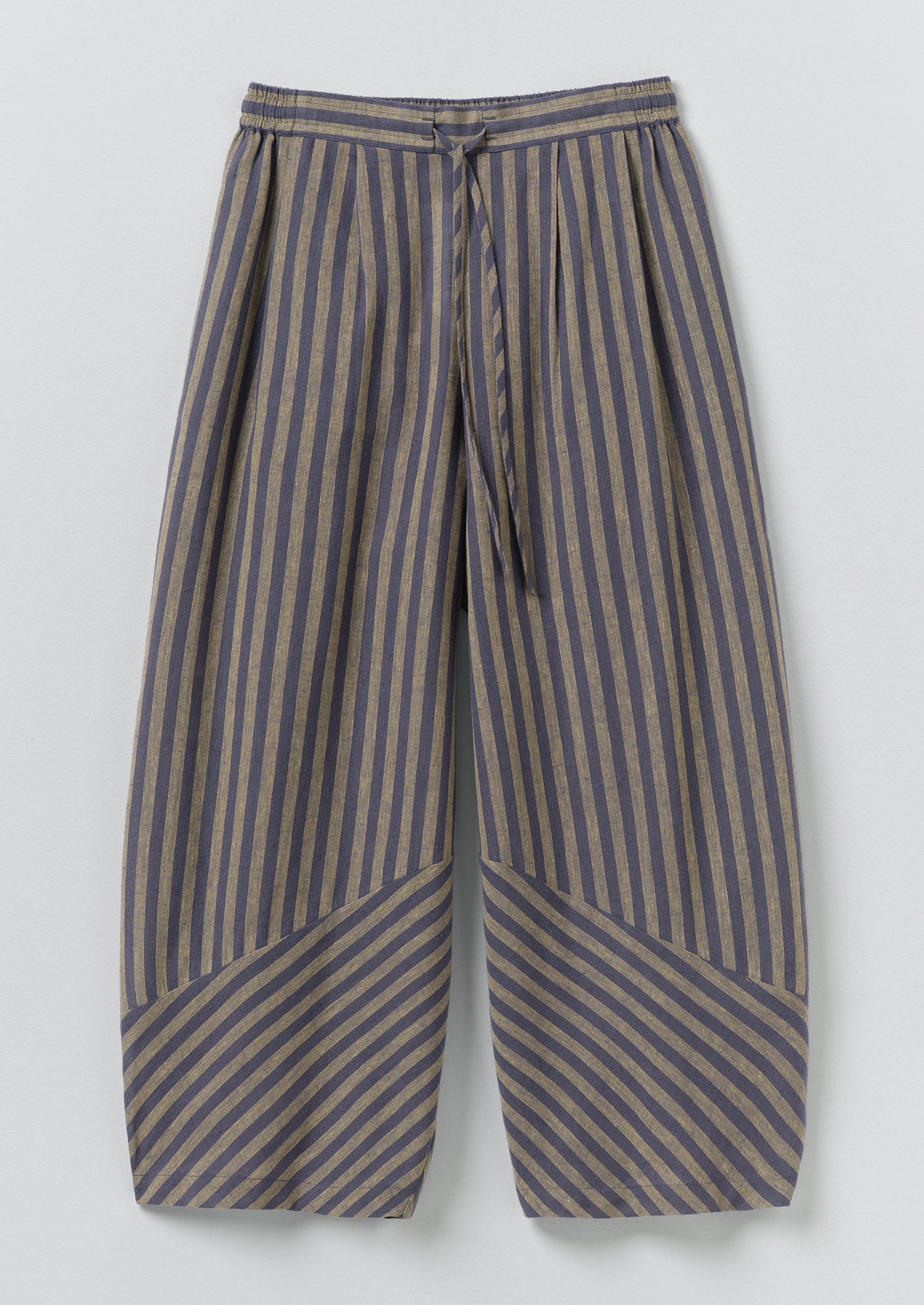 Awning Stripe Cotton Linen Pajama Pants | Catkin/Denim Blue