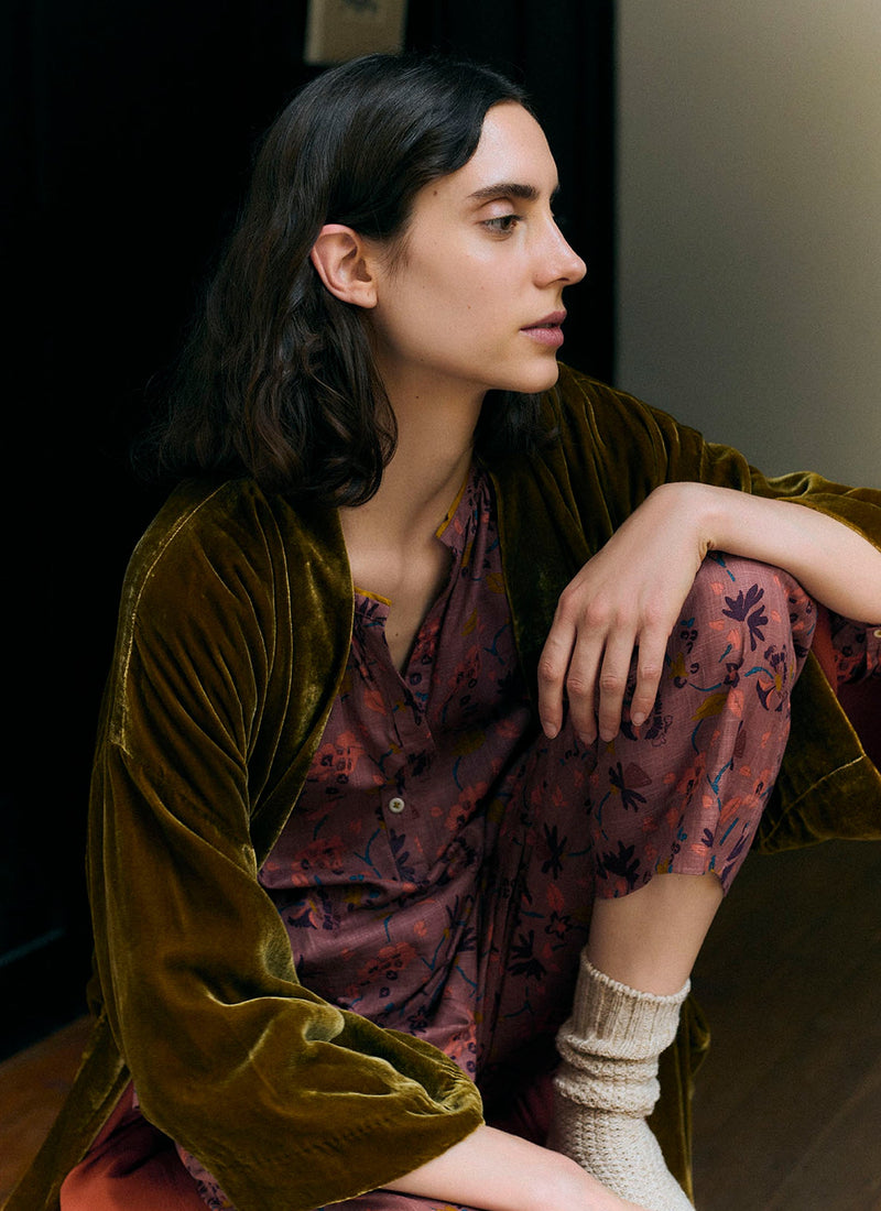 Meadow Floral Print Pajama Set | Antique Rose