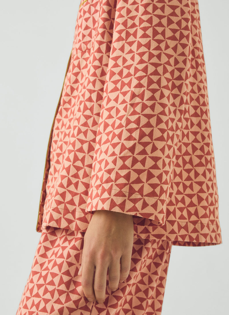 Cut Out Geo Print Flannel Pajamas | Orange Rust/Peach