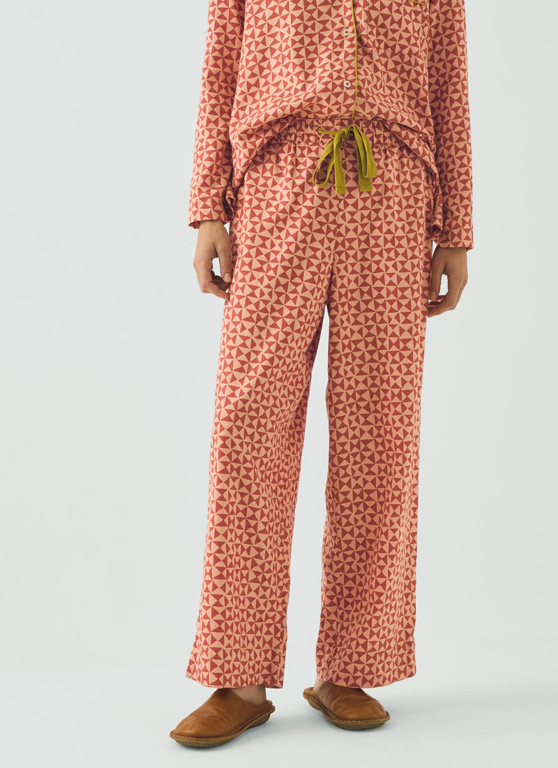 Cut Out Geo Print Flannel Pajamas | Orange Rust/Peach