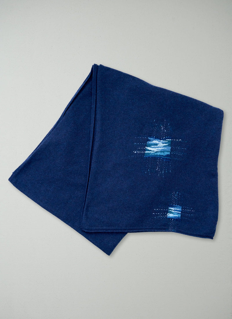 Renewed Cashmere Wool Wrap Scarf (007) | Navy