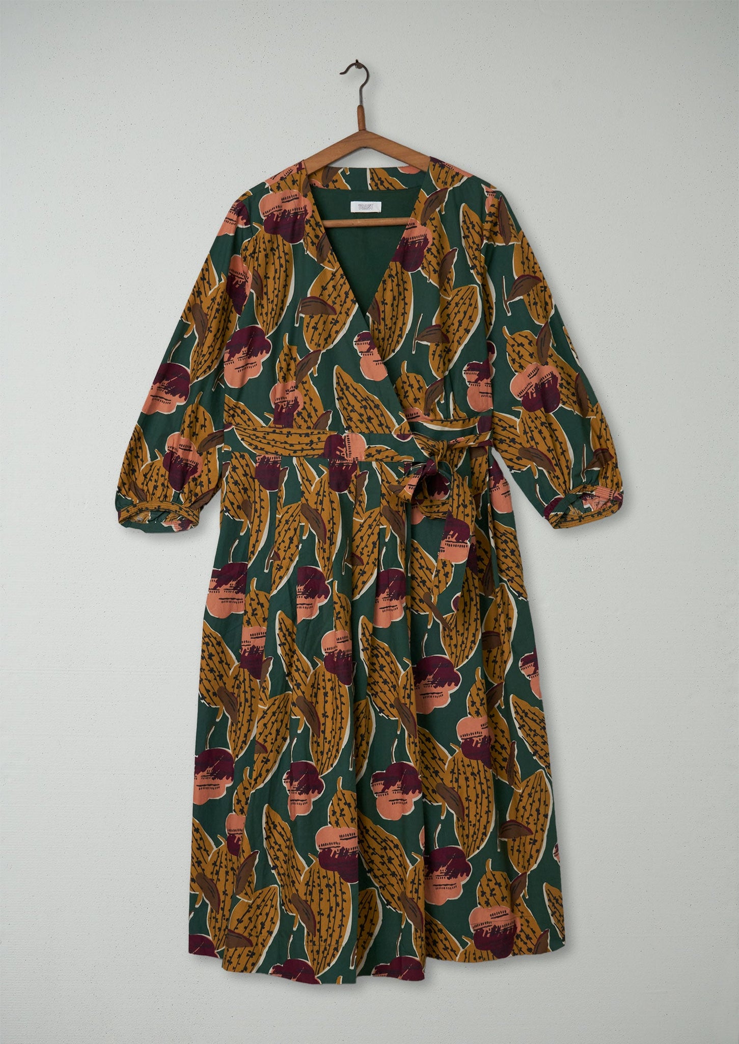 Renewed Coco Leaf Print Wrap Dress Size 16 94 Green TOAST