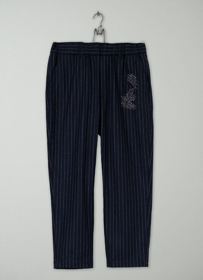 Renewed Gabi Pinstripe Wool Cashmere Pull on Pants Size 12 (55) | Navy