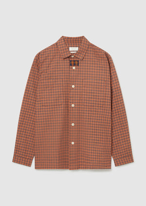 Renewed Mens Patch Pocket Check Cotton Shirt Size M | Rust