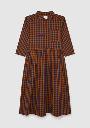 Renewed Bud Check Cotton Shirt Dress Size 14 | Ochre
