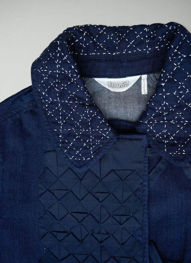 Renewed Faced Indigo Duffle Jacket Size XS (016) | Indigo