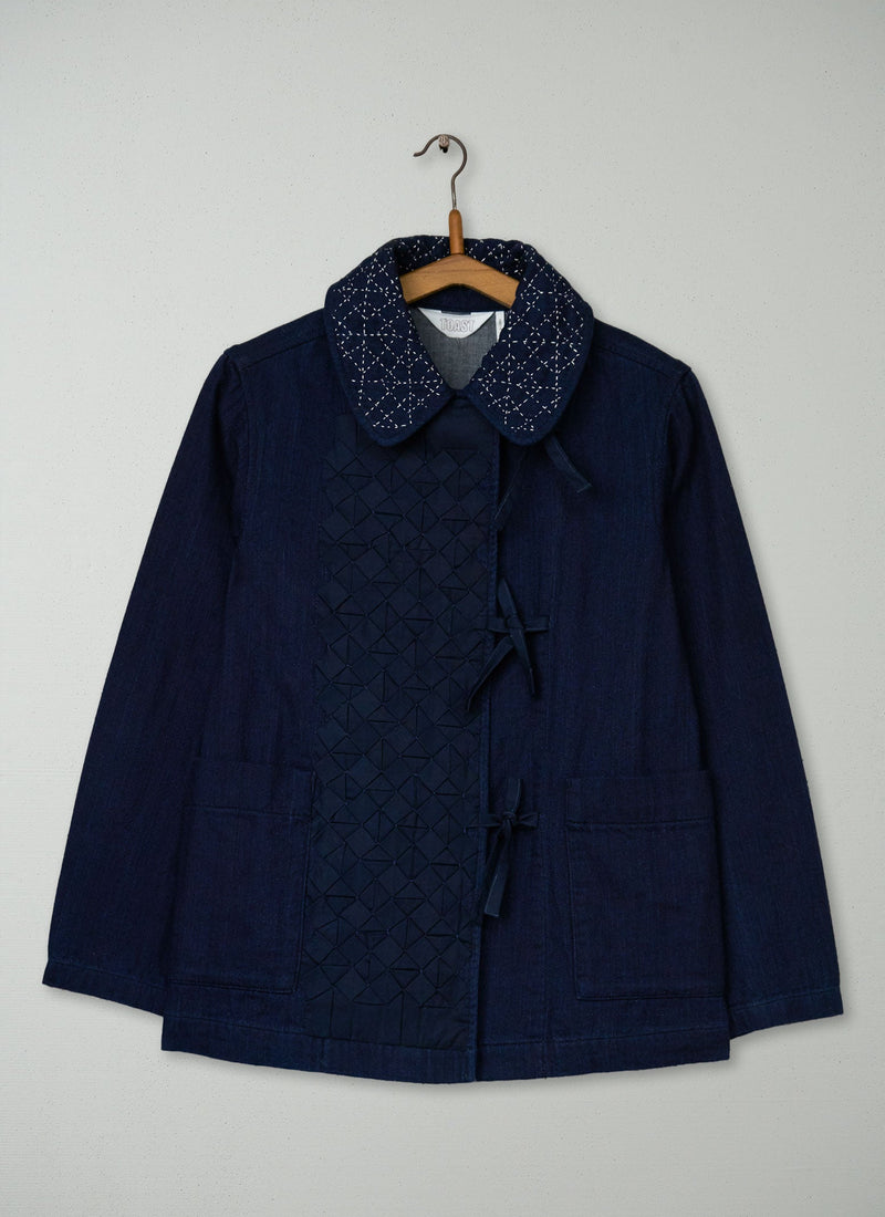 Renewed Faced Indigo Duffle Jacket Size XS (016) | Indigo