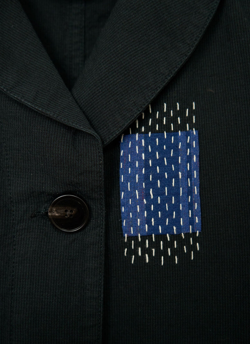 Renewed Hal Micro Houndstooth Cotton Linen Jacket Size 6 (018) | Black
