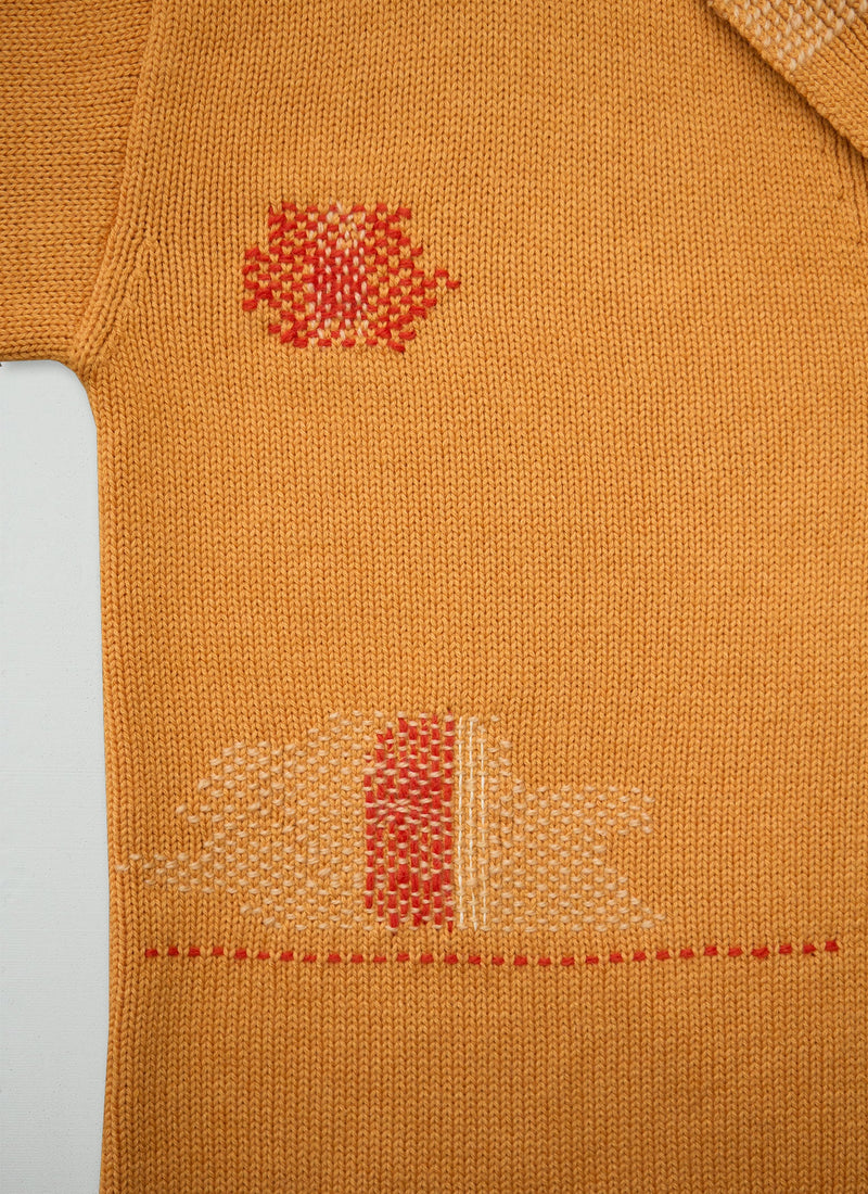 Renewed Collared Wool Cotton Boxy Cardigan Size XXSXS (150) | Cantaloupe Melon