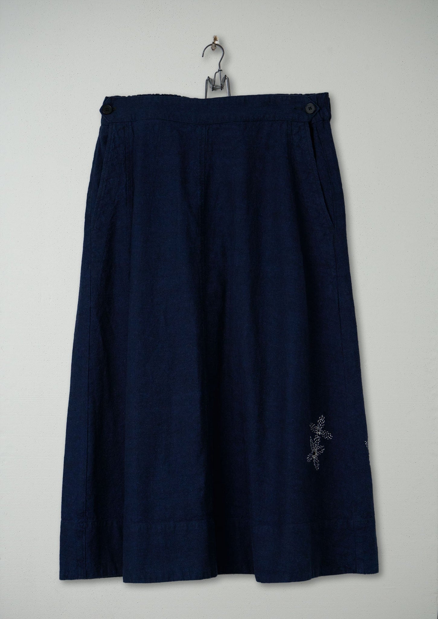 Renewed Mariner Cotton Hemp Skirt Size 18 (008) | Dark Chambray Blue