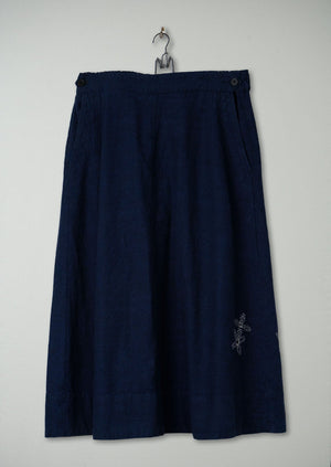 Renewed Mariner Cotton Hemp Skirt Size 18 (008) | Dark Chambray Blue