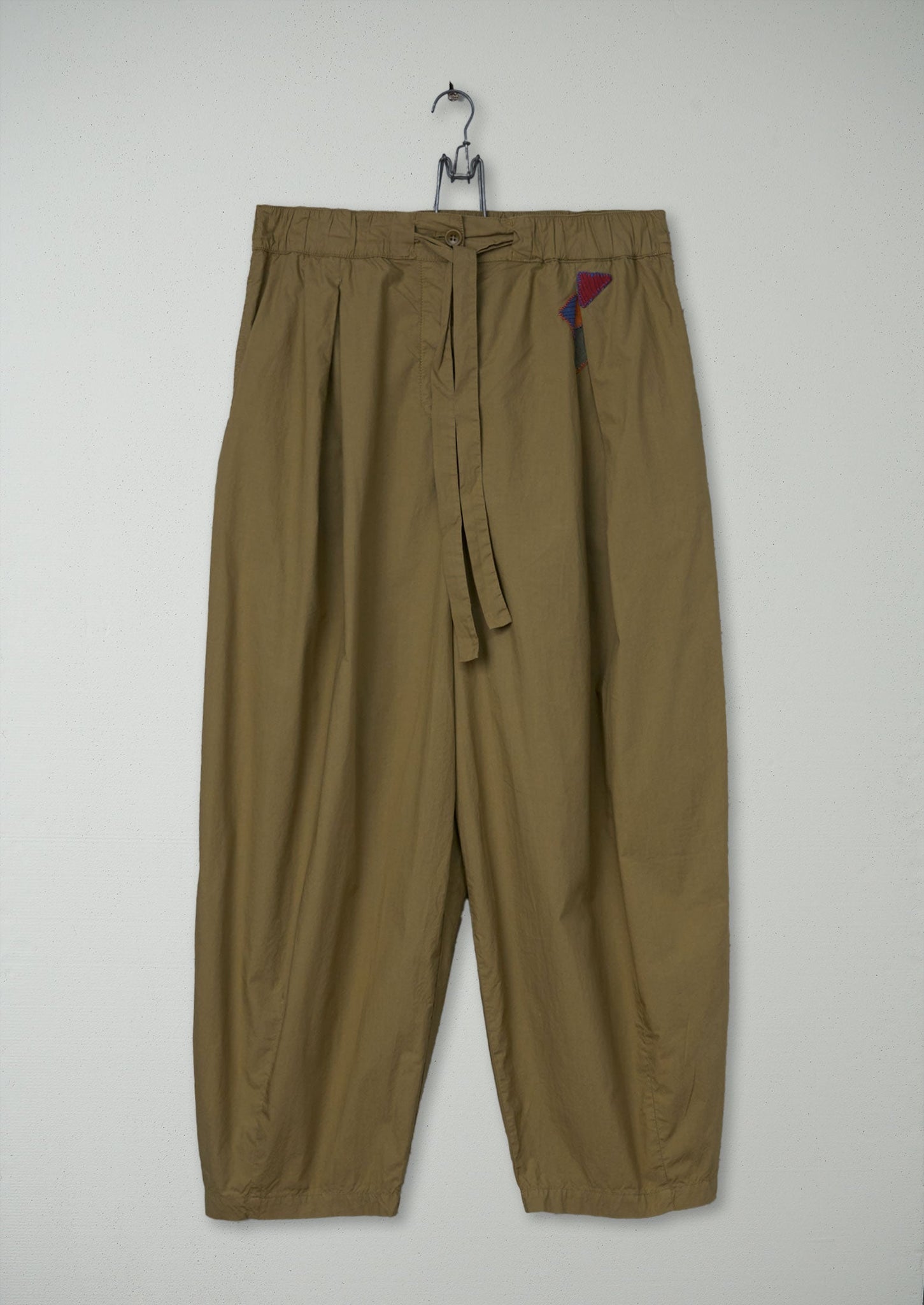 Renewed Cotton Poplin Pleated Pants Size 12 (52) | Taupe