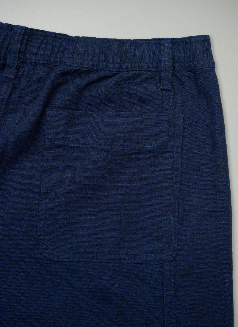 Renewed Organic Cotton Hemp Panel Pants Size 12 (063) | Dark Chambray Blue