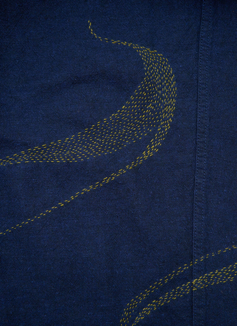 Renewed Organic Cotton Hemp Panel Pants Size 12 (063) | Dark Chambray Blue