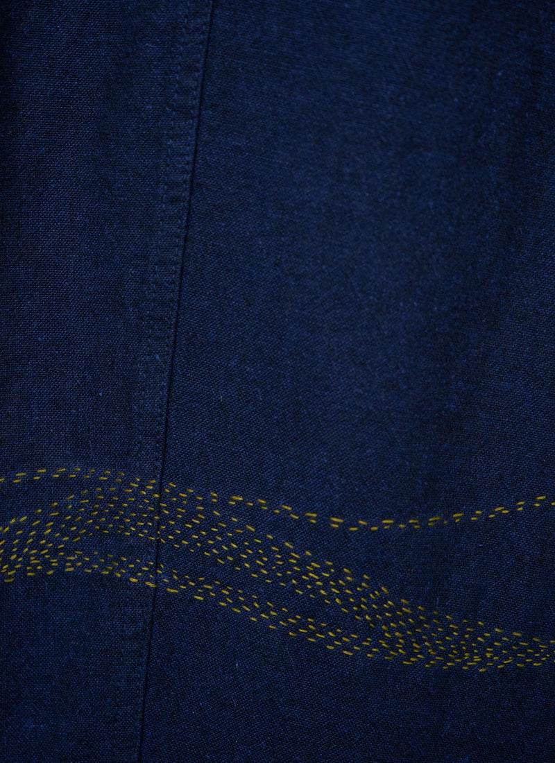 Renewed Organic Cotton Hemp Panel Pants Size 12 (063) | Dark Chambray Blue