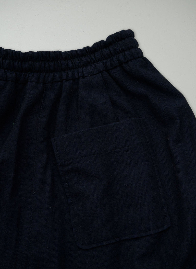 Renewed Cotton Wool Herringbone Pull on Pants Size XS (53) | Dark Navy