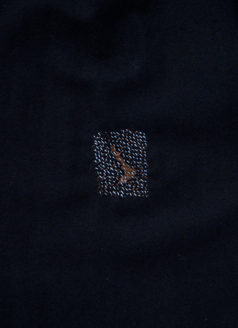 Renewed Cotton Wool Herringbone Pull on Pants Size XS (53) | Dark Navy