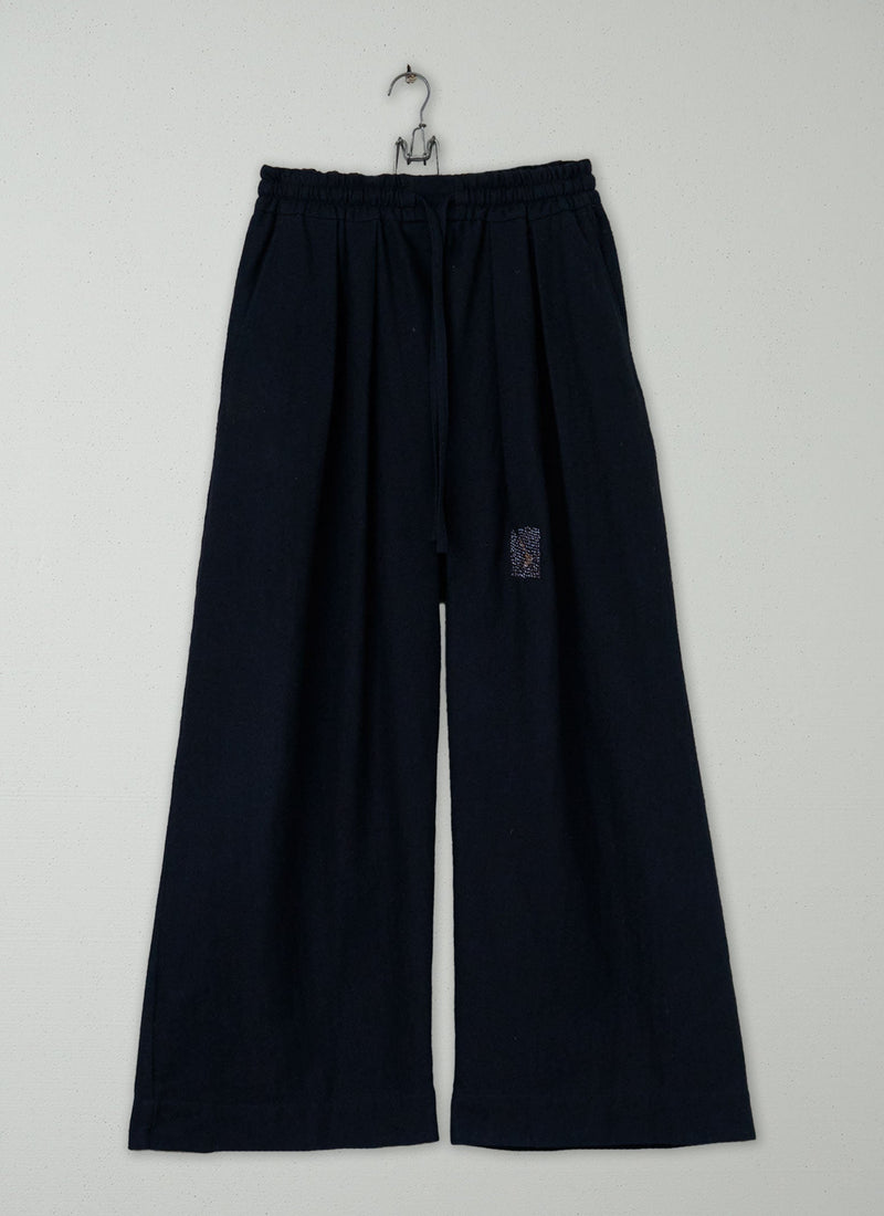 Renewed Cotton Wool Herringbone Pull on Pants Size XS (53) | Dark Navy