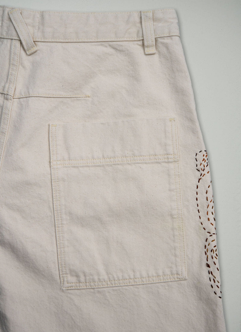 Renewed Relaxed Wide Leg Denim Pants Size 16 (064) | Ecru