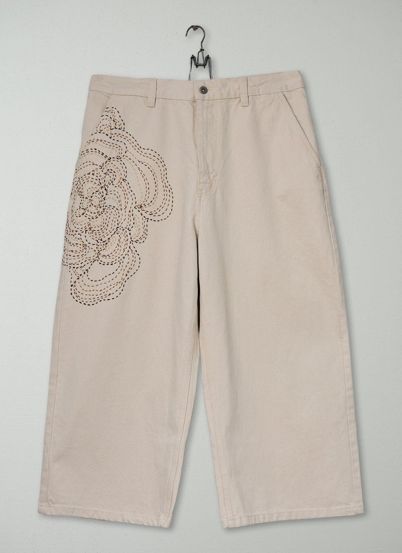 Renewed Relaxed Wide Leg Denim Pants Size 16 (064) | Ecru