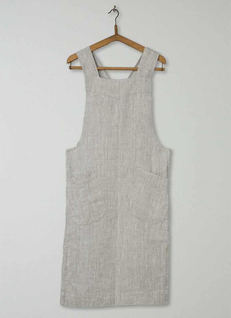 Reworn Linen Cross Over Apron (022) | Mid Natural
