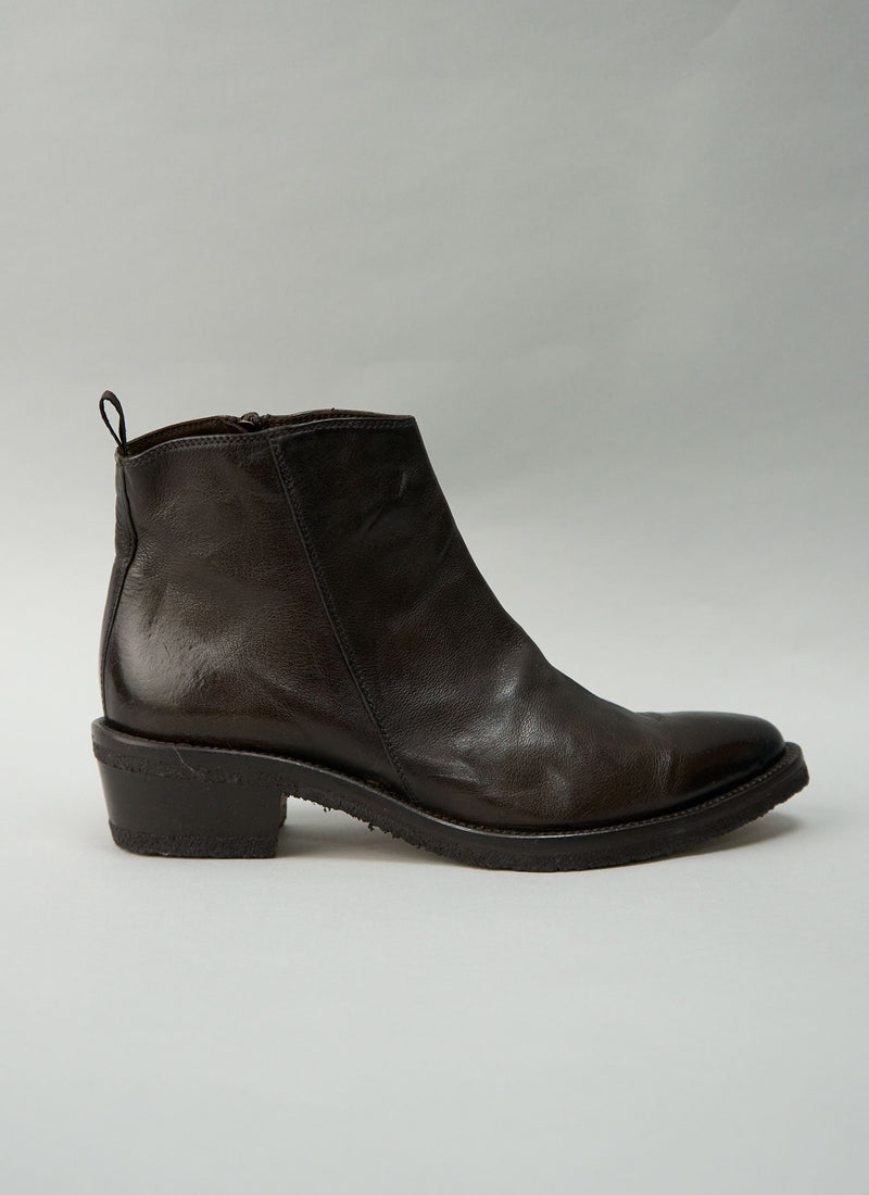 Reworn Sturlini Leather Ankle Boots Size 38 (778) | Dark Brown
