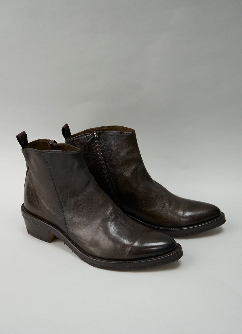 Reworn Sturlini Leather Ankle Boots Size 38 (778) | Dark Brown