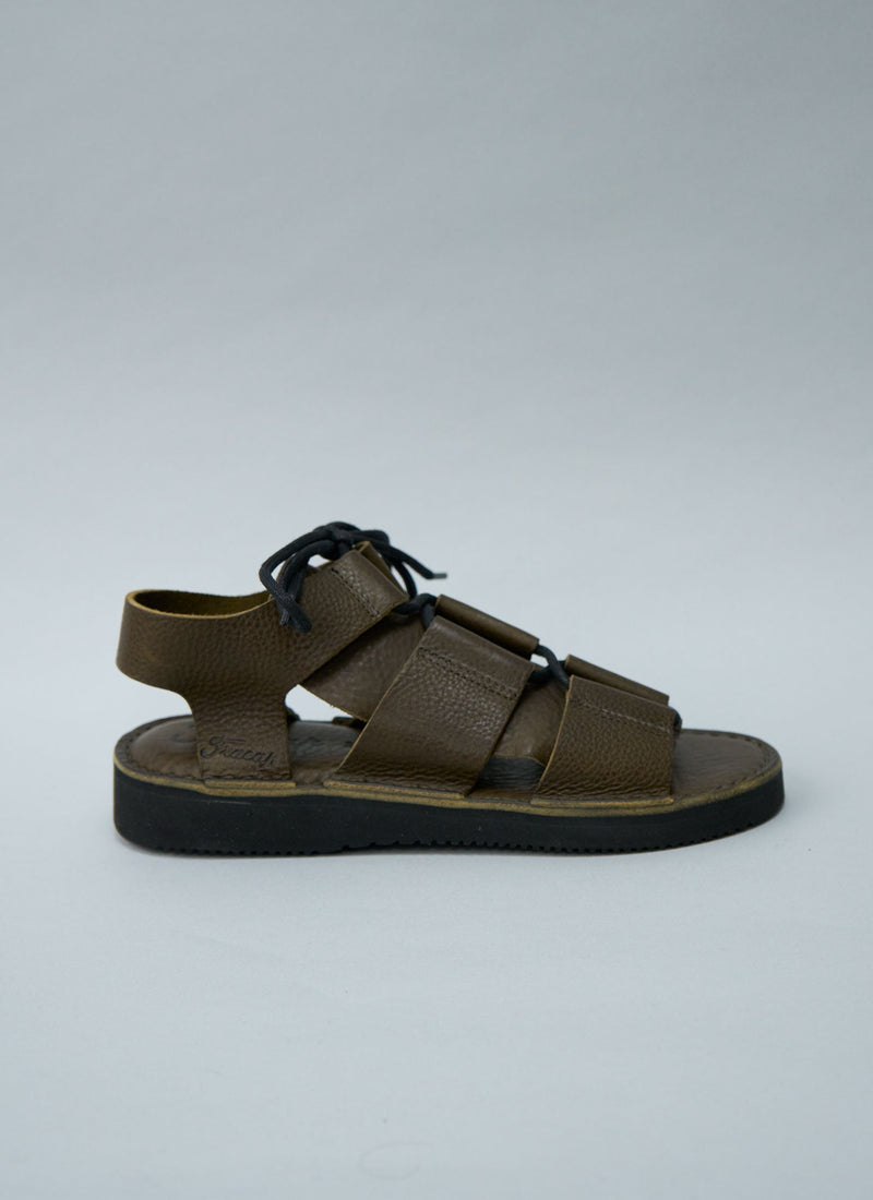 Reworn Fracap Leather Sandals Size 36 (674) | Olive
