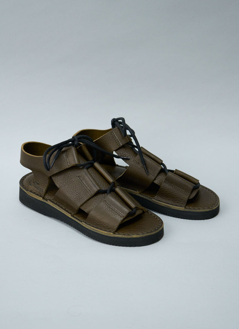Reworn Fracap Leather Sandals Size 36 (674) | Olive