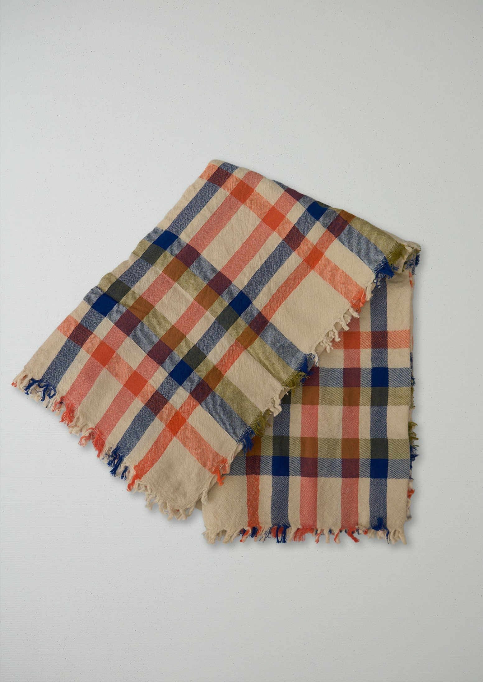 Reworn Check Boiled Wool Scarf (050) | Multi