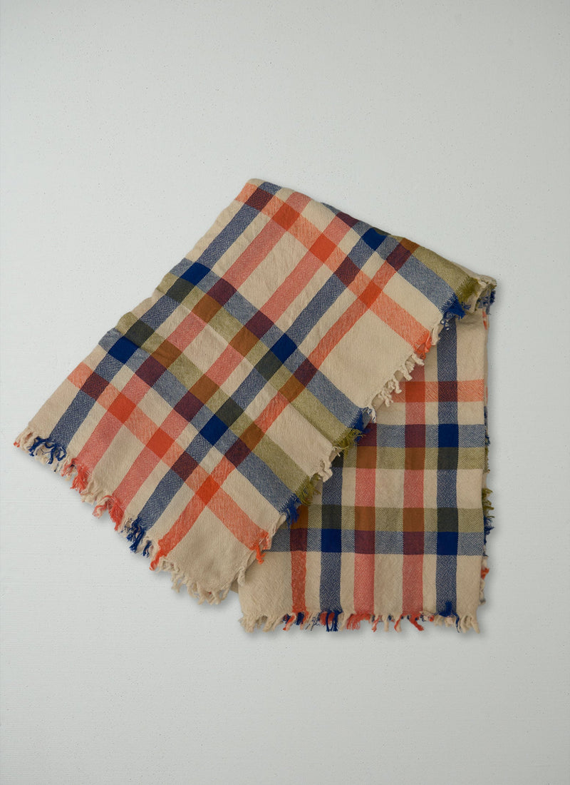 Reworn Check Boiled Wool Scarf (051) | Multi