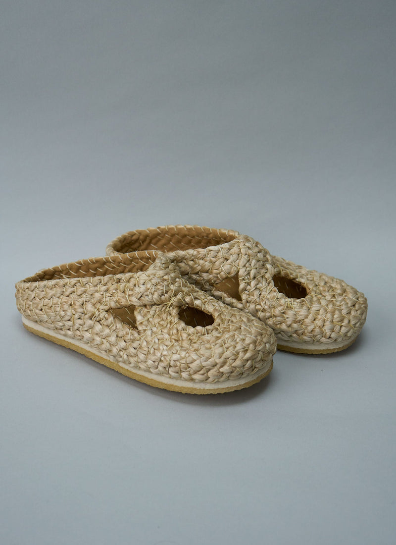 Reworn Pia Jute Clogs Size 38 (684) | Natural