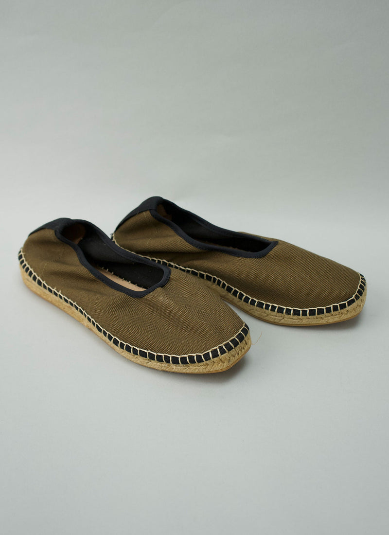 Reworn Naguisa Cotton Espadrilles Size 38 (787) | Olive