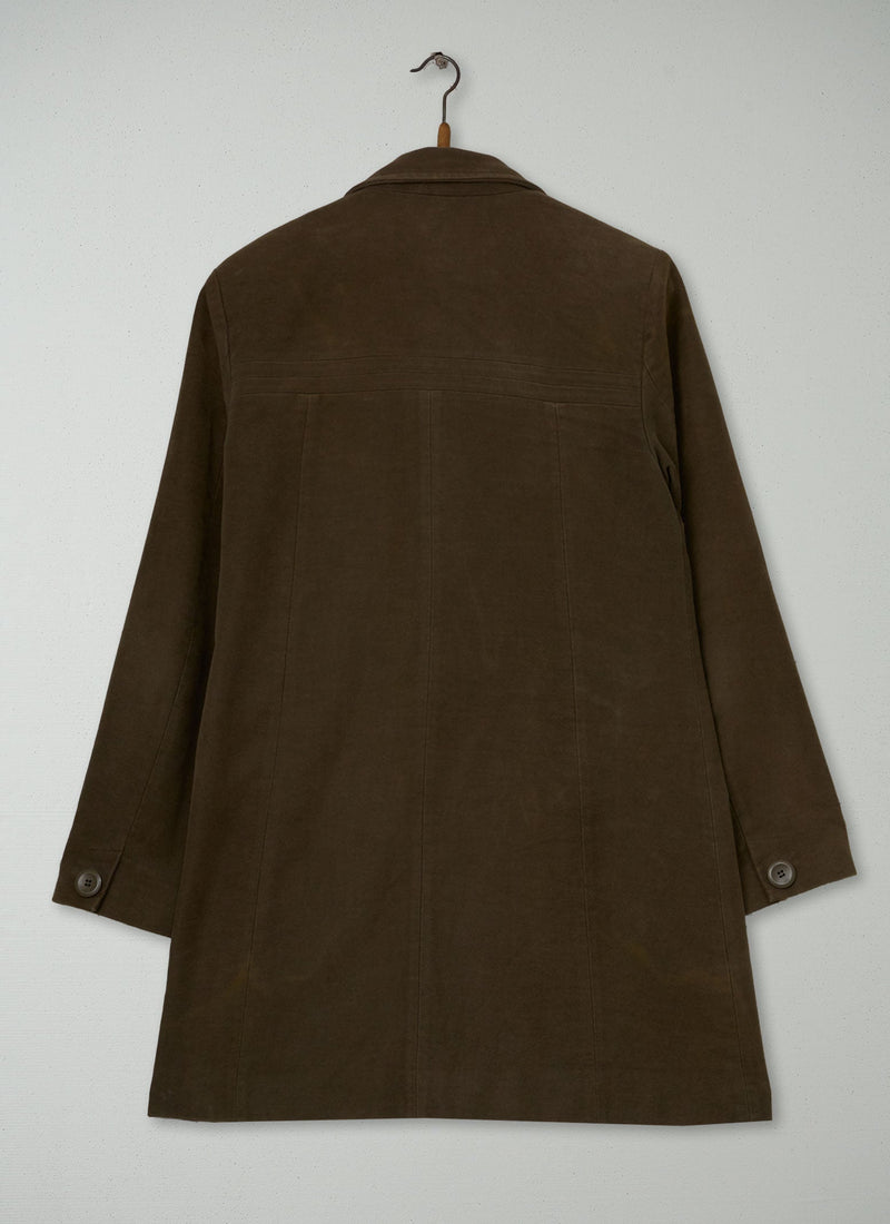Reworn Moleskin Funnel Neck Coat Size 10 (162) | Brown