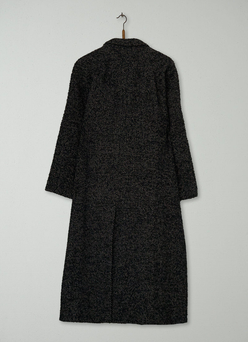 Reworn Wool Linen Tweed Coat Size 18 (079) | Indigo