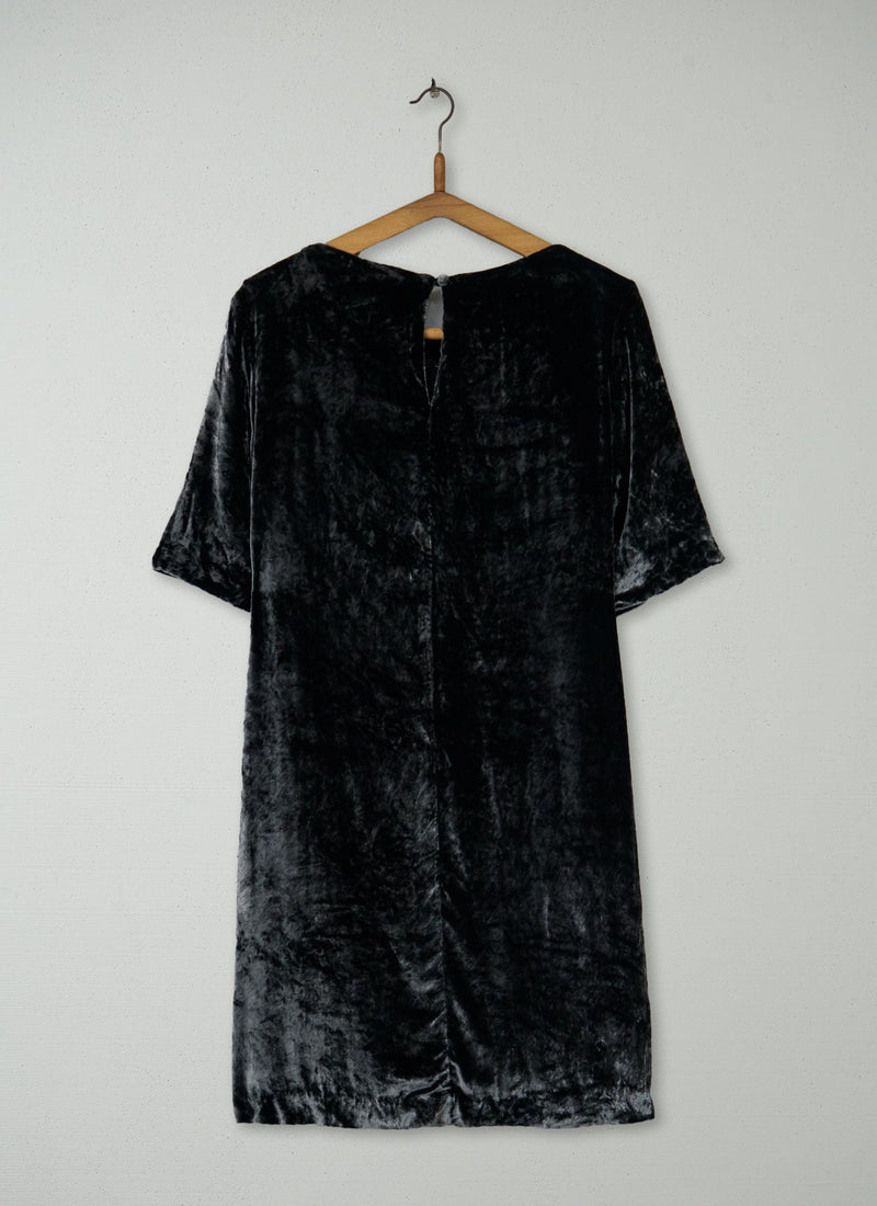 Reworn Silk Velvet Tunic Size 10 (2242) | Pewter