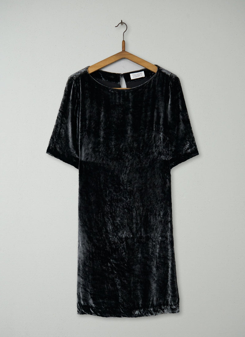 Reworn Silk Velvet Tunic Size 10 (2242) | Pewter