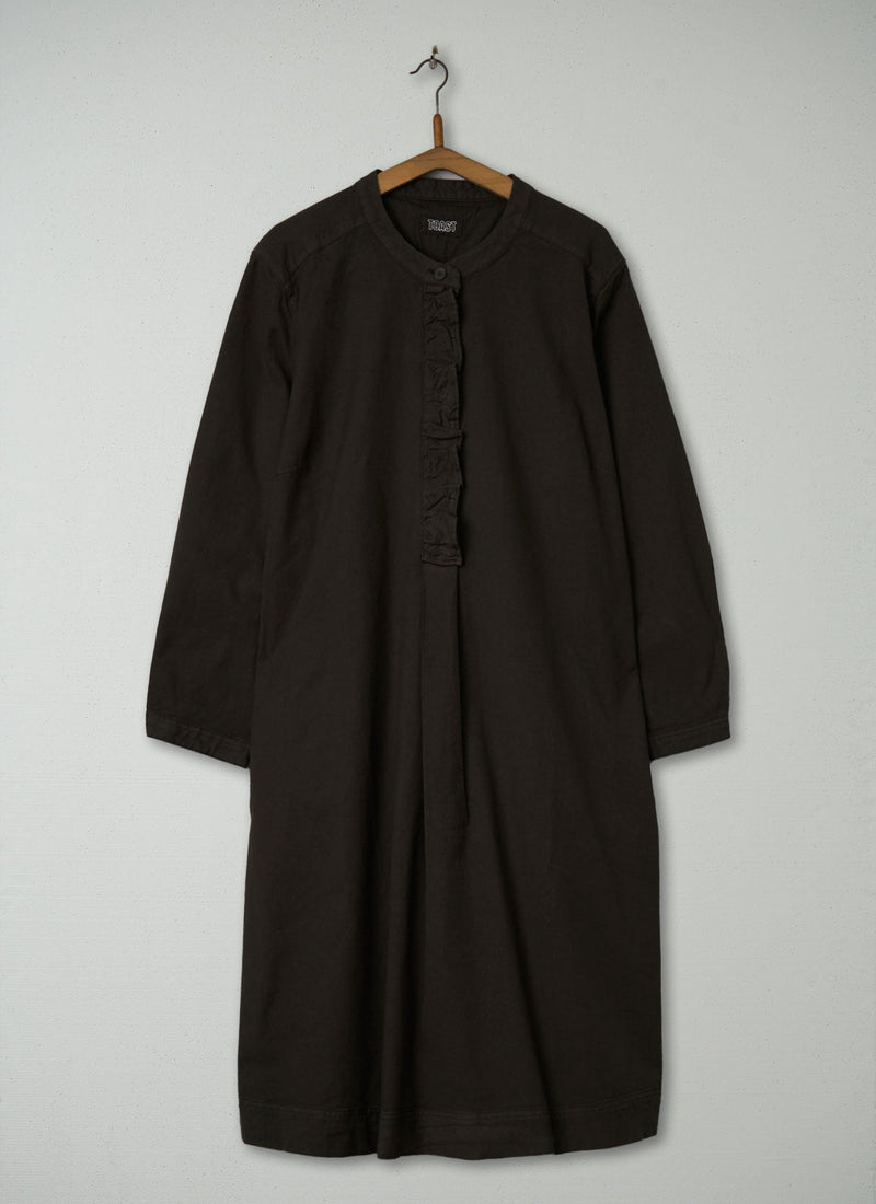 Reworn Ruffle Neck Shirt Dress Size 12 (1933) | Brown