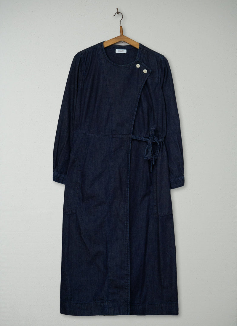 Reworn Denim Wrap Front Dress Size 10 (2055) | Indigo