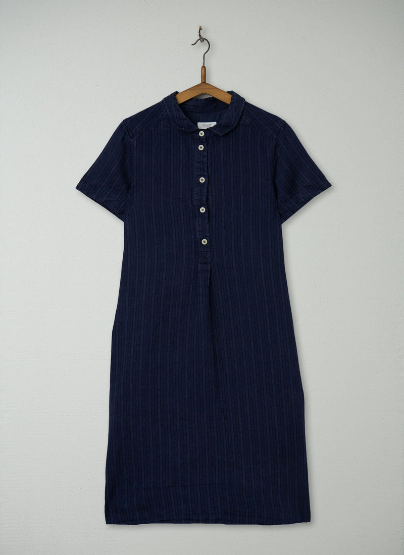 Reworn Linen Swingy Dress Size 8 (1958) | Slate Blue