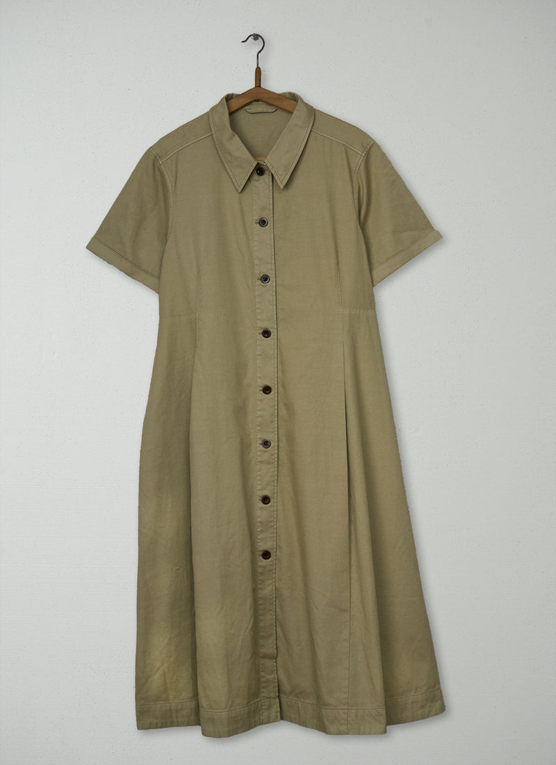 Reworn Cotton Twill Dress Size 16 (2220) | Stone