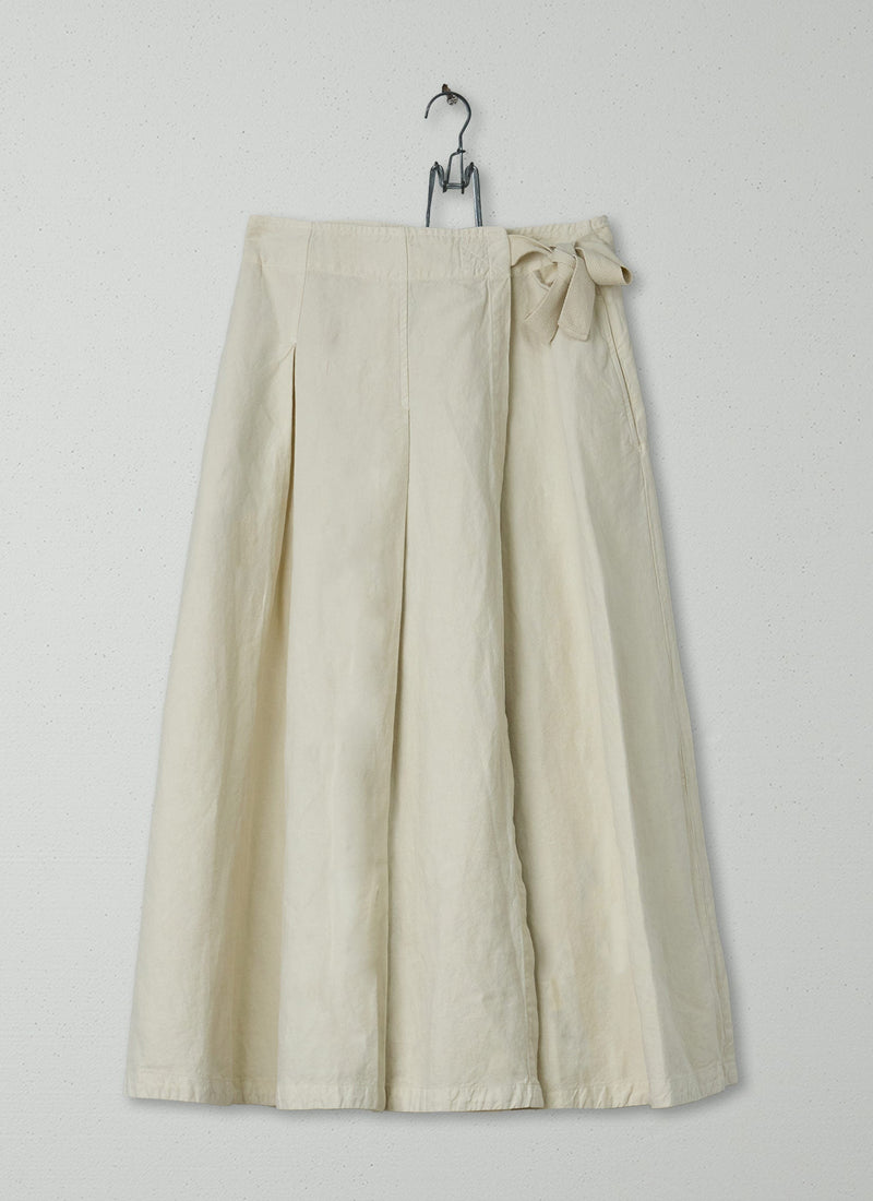 Reworn Cotton Linen Wrap Skirt Size 10 (348) | Parchment